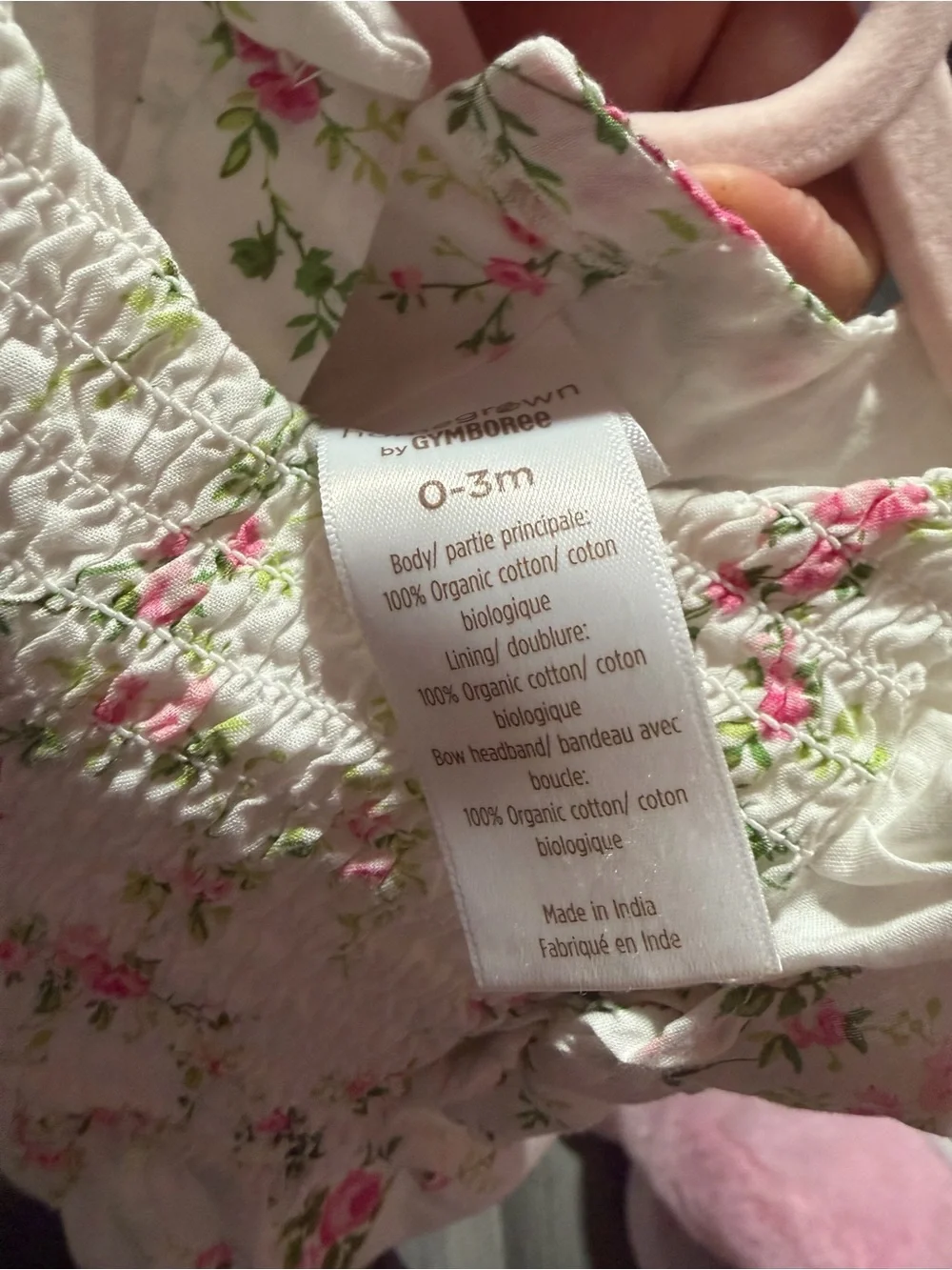 Gymboree White Baby Dress with Pink and Green Floral Print